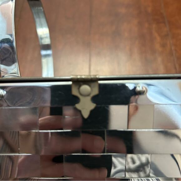 Vintage Dorset Rex 50s Silver Metal Basket Weave Lattice Box Purse - Picture 6 of 16